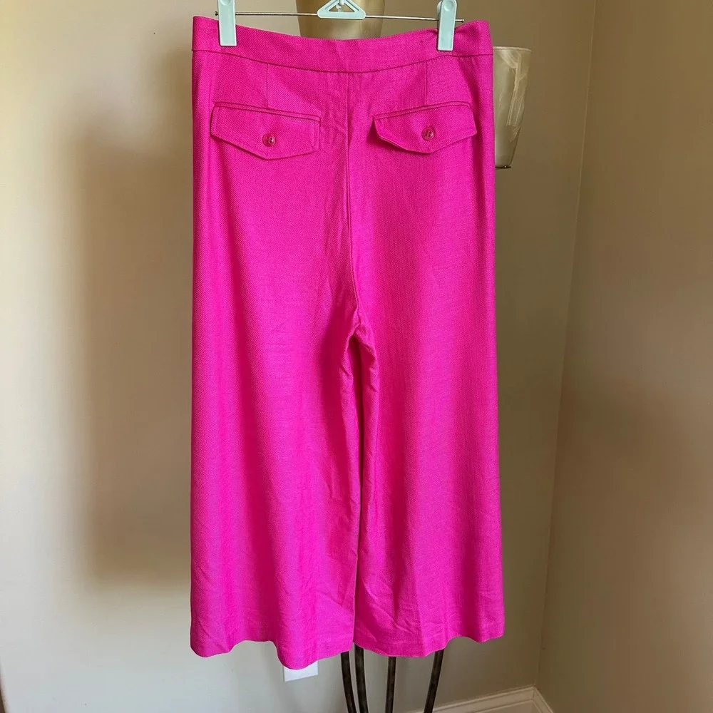 Trina Turk‎ Carefree Pant Women's Pink Culottes Wide Leg Cropped Pleated Size 4
